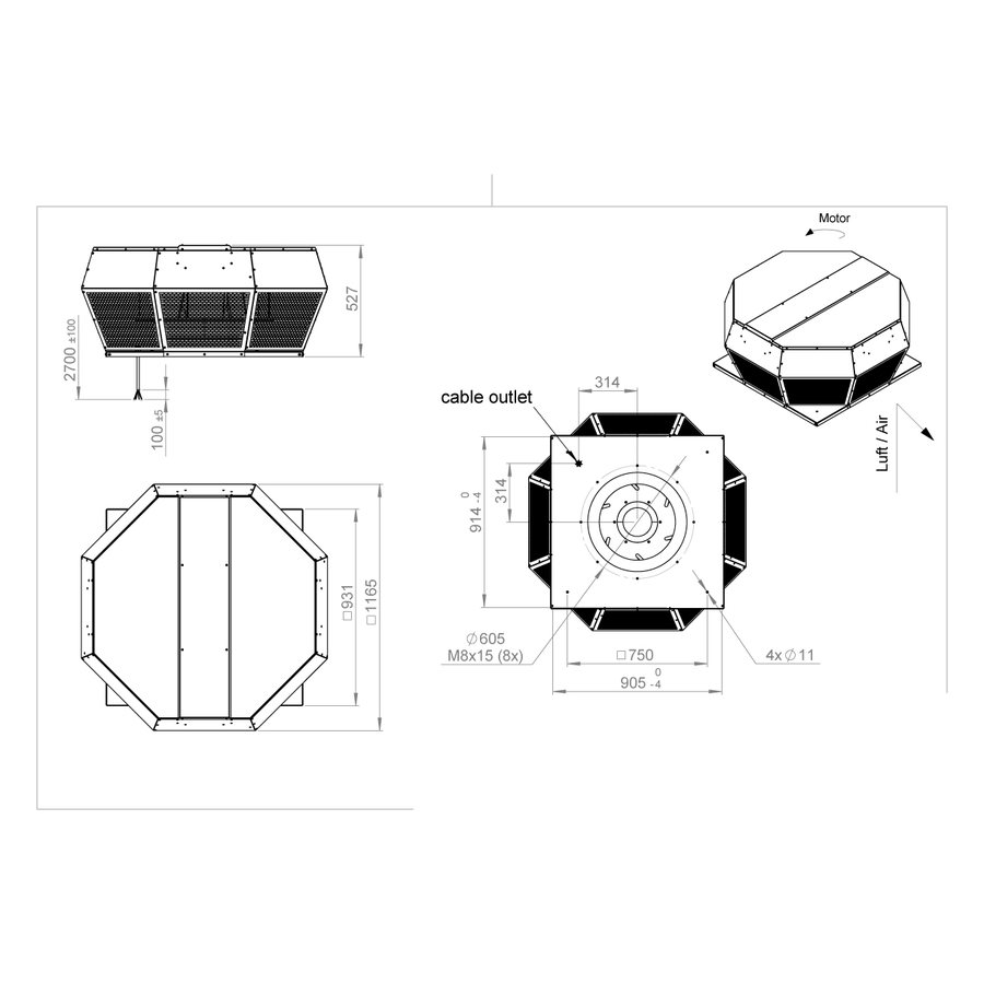 ROOF-H-500 D4 30 вентилятор крышный