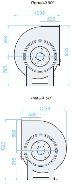 Аэродинамические характеристики, габаритно-присоединительные размеры — ВЕНТИЛЯТОР РАДИАЛЬНЫЙ SVRz 8 DU
